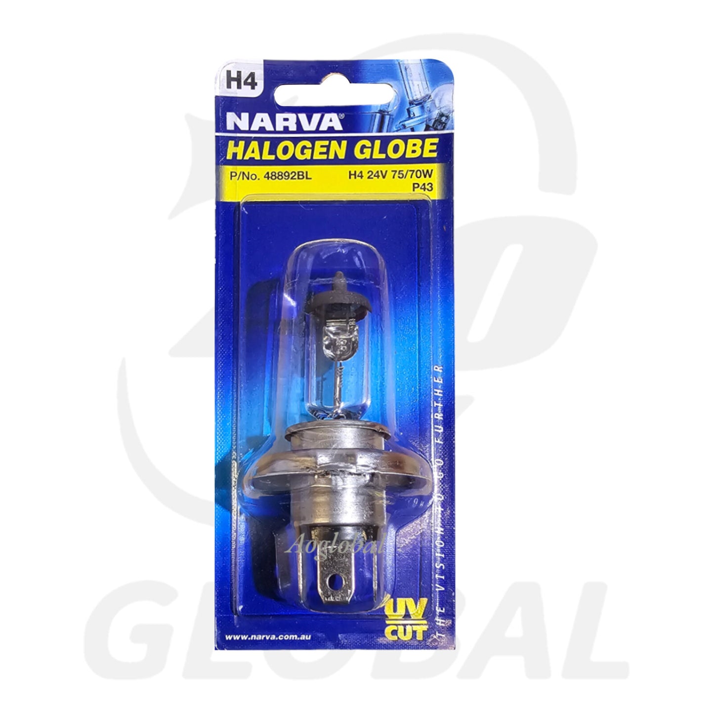 NARVA 48892BL 24V H4 75/70W P43T HALOGEN HEADLIGHT GLOBES (Blister pack of 1)