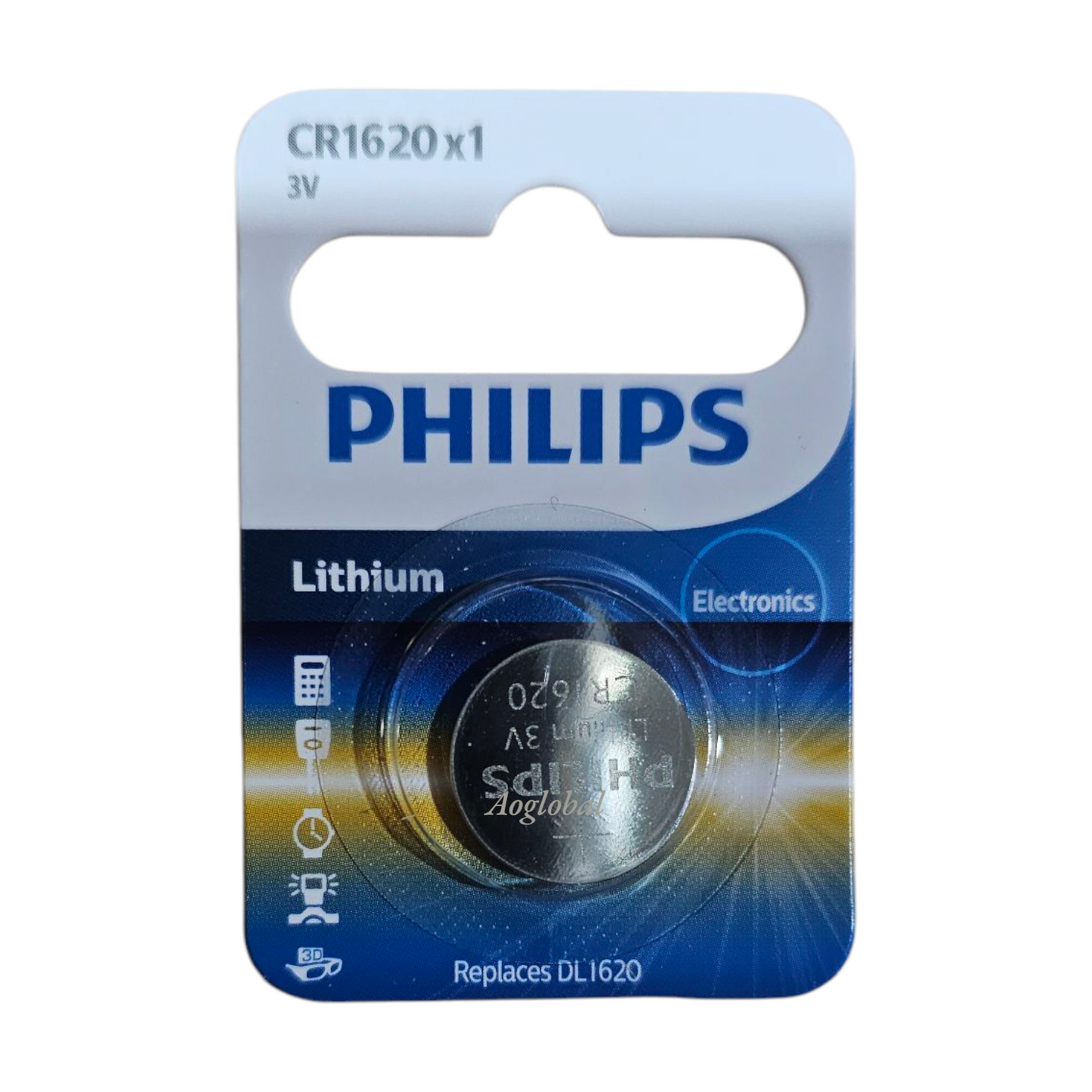 PHILIPS CR1620 Lithium Coin Battery – 3V Button Cell (1-Blister Pack) "Buy 10 blisters, get 10% off"