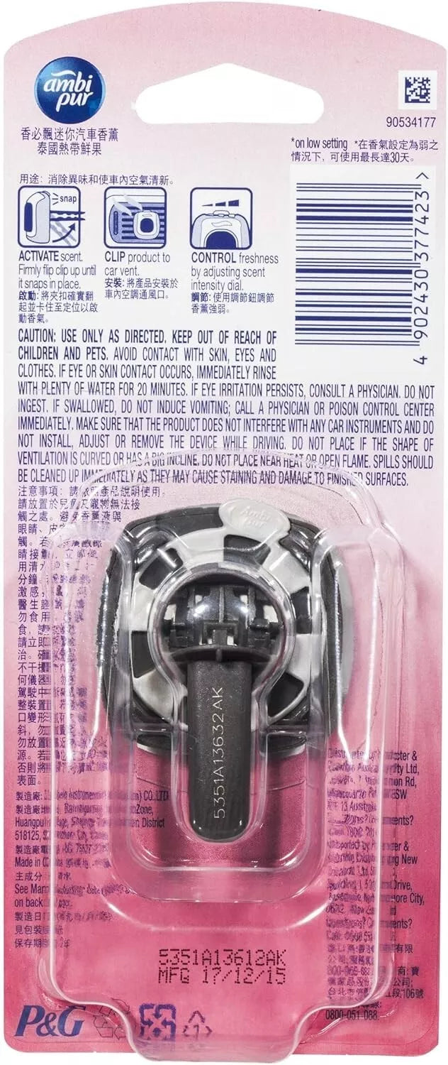 Ambi Pur Car Mini Clip Car Air Freshener Thai Dragon Fruit 2Ml