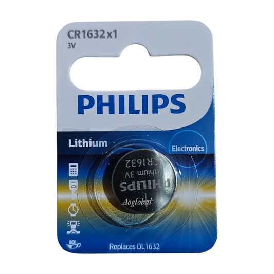 PHILIPS CR1632 Lithium Coin Battery – 3V Button Cell (1-Blister Pack) "Buy 10 blisters, get 10% off"