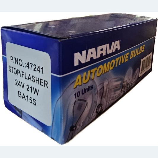Narva /Austa 24V 21W P21W BA15S INCANDESCENT GLOBES (Box of 10) 47241