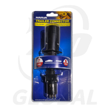 Narva 7 Pin Large Round Socket on Car to 6 Pin Small Round Plug on Trailer 82270BL