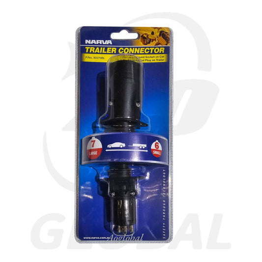Narva 7 Pin Large Round Socket on Car to 6 Pin Small Round Plug on Trailer 82270BL