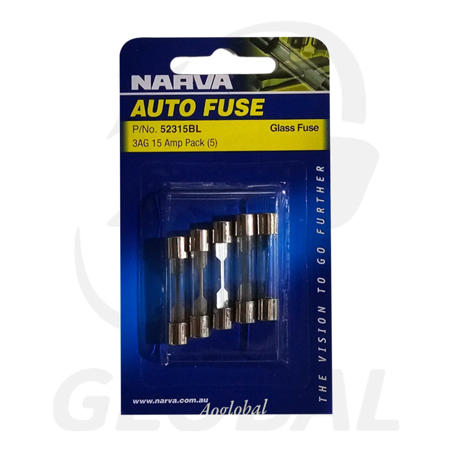 NARVA 15 AMP 3AG GLASS FUSE (Blister pack of 5)52315BL