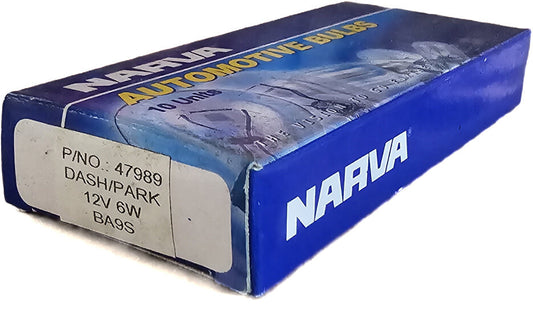 Narva 12V 6W BA9S INCANDESCENT GLOBES -Price for(box/10's) 47989