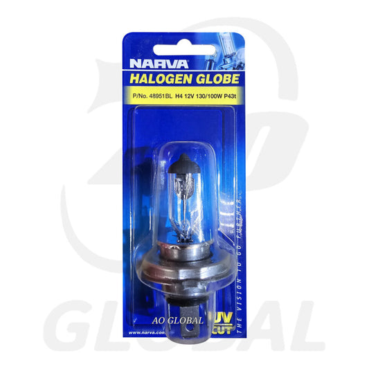 NARVA 12V 130/100W P43T HALOGEN HEADLIGHT GLOBES (Blister pack of 1)- 48951BL
