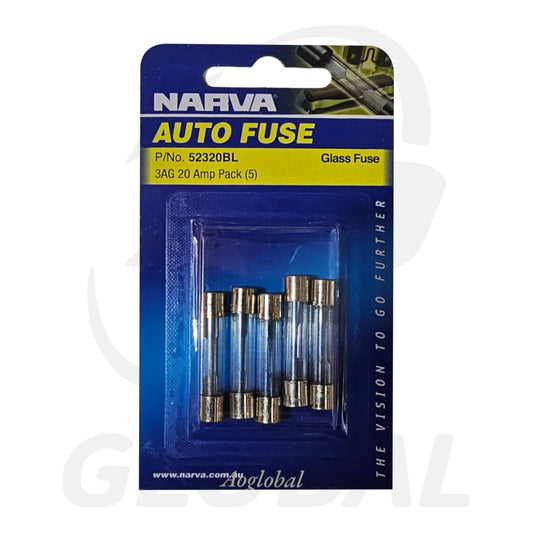 NARVA 20 AMP 3AG GLASS FUSE (Blister pack of 5) 52320BL