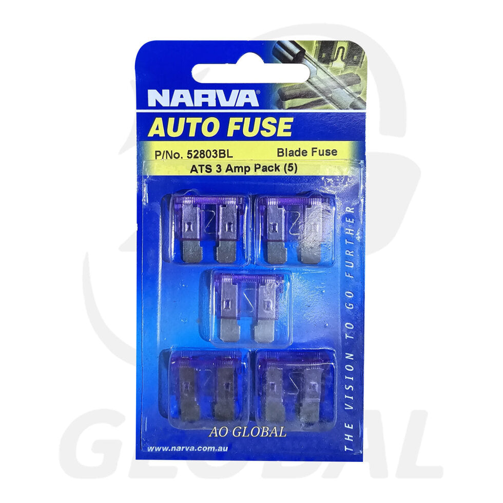 Narva Standard Blade Fuse 3A Violet 5 Pce - 52803BL