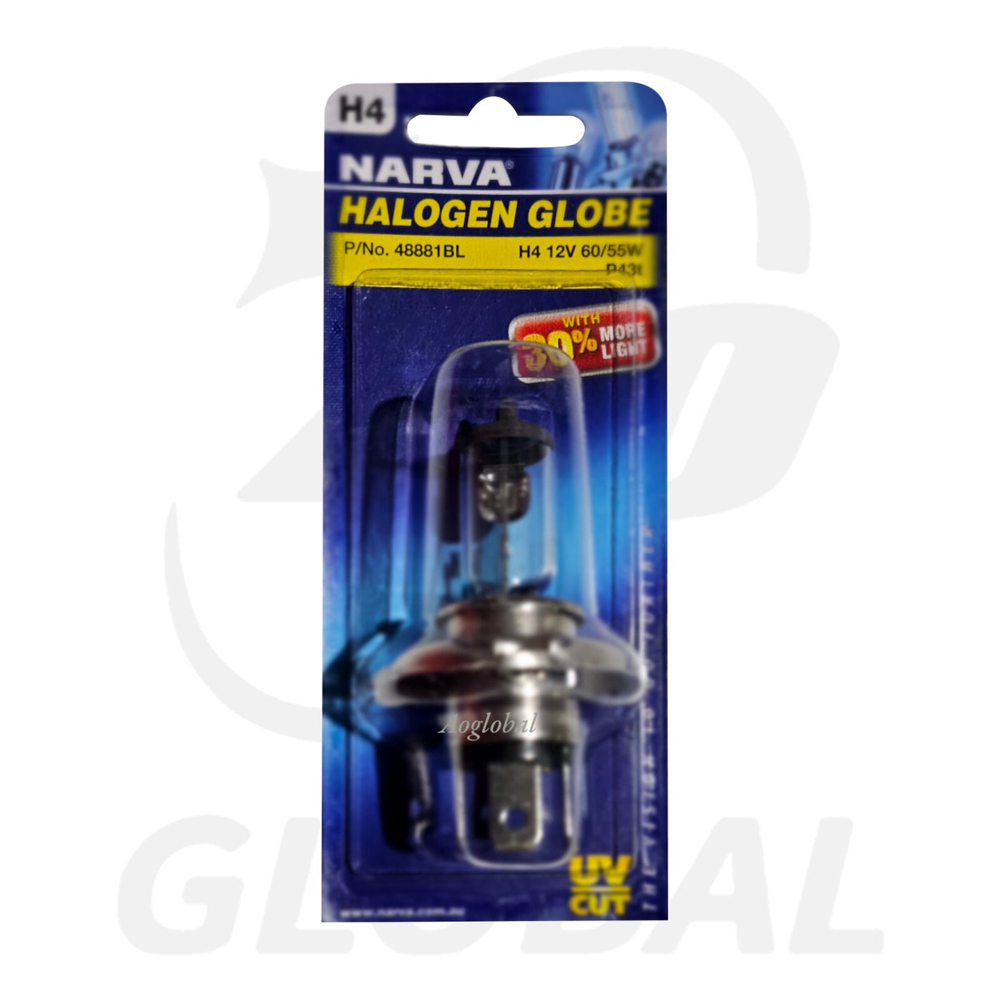 NARVA 48881BL 12V H4 60/55W P43T HALOGEN HEADLIGHT GLOBES (Blister pack of 1)