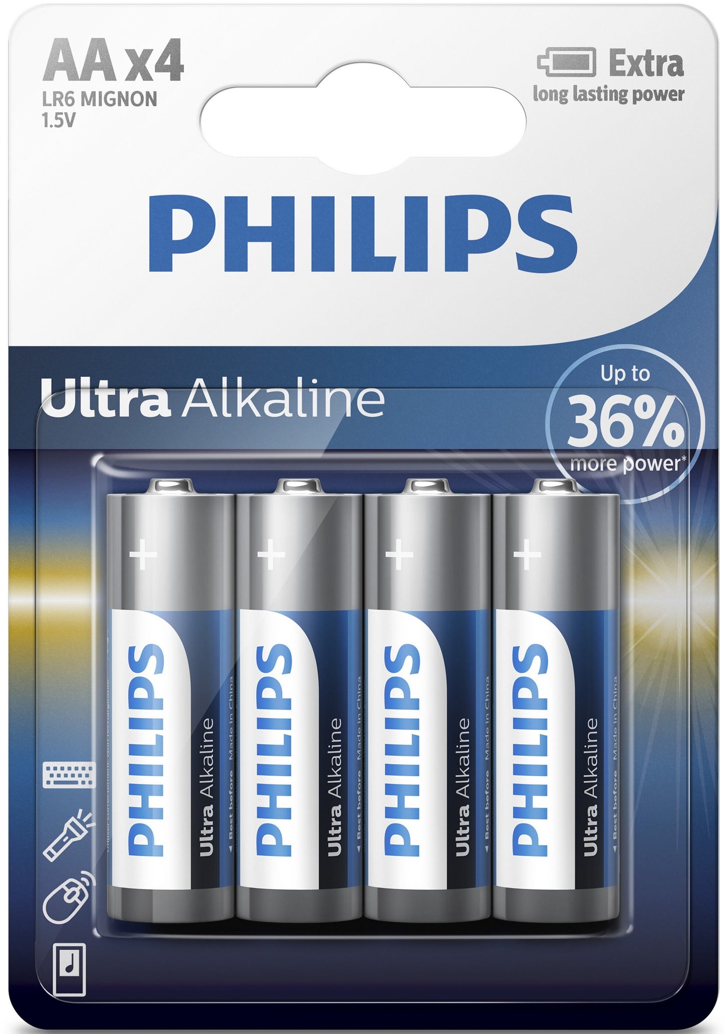 PHILIPS ULTRA ALKALINE AA4 -BLISTER"Buy 10 blisters, get 10% off"