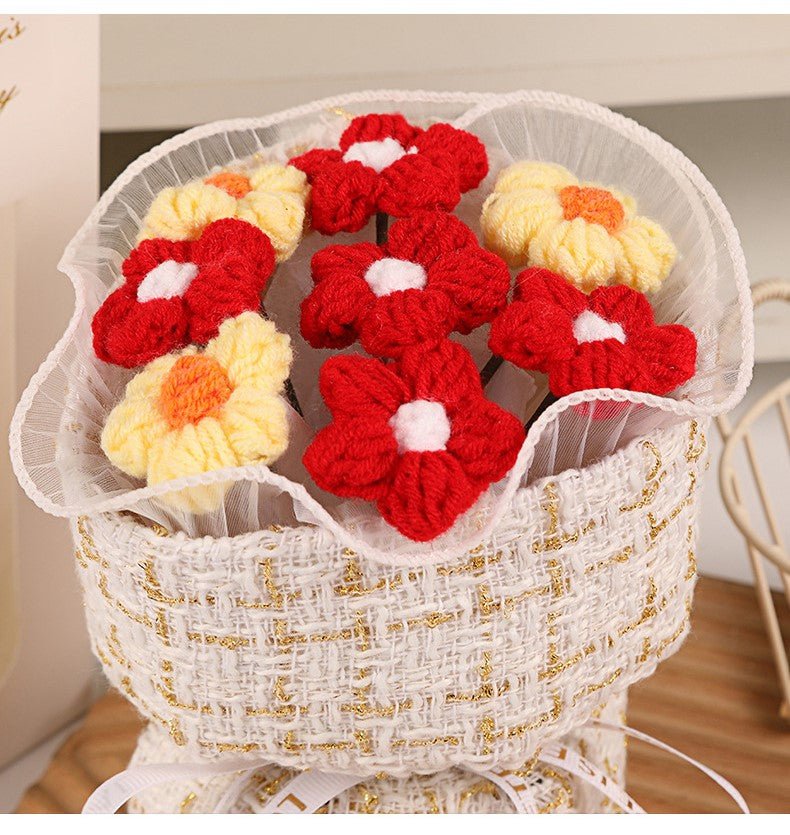 Handmade-woven bouquet Flowers are like shy girls
