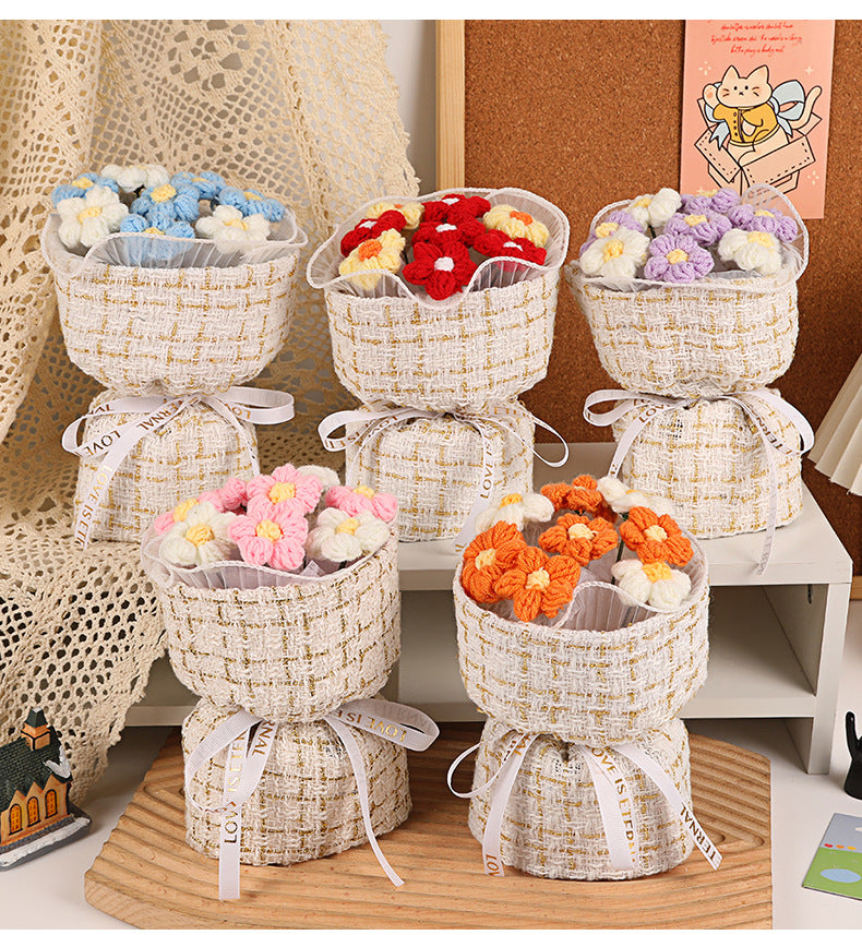 Handmade-woven bouquet Flowers are like shy girls