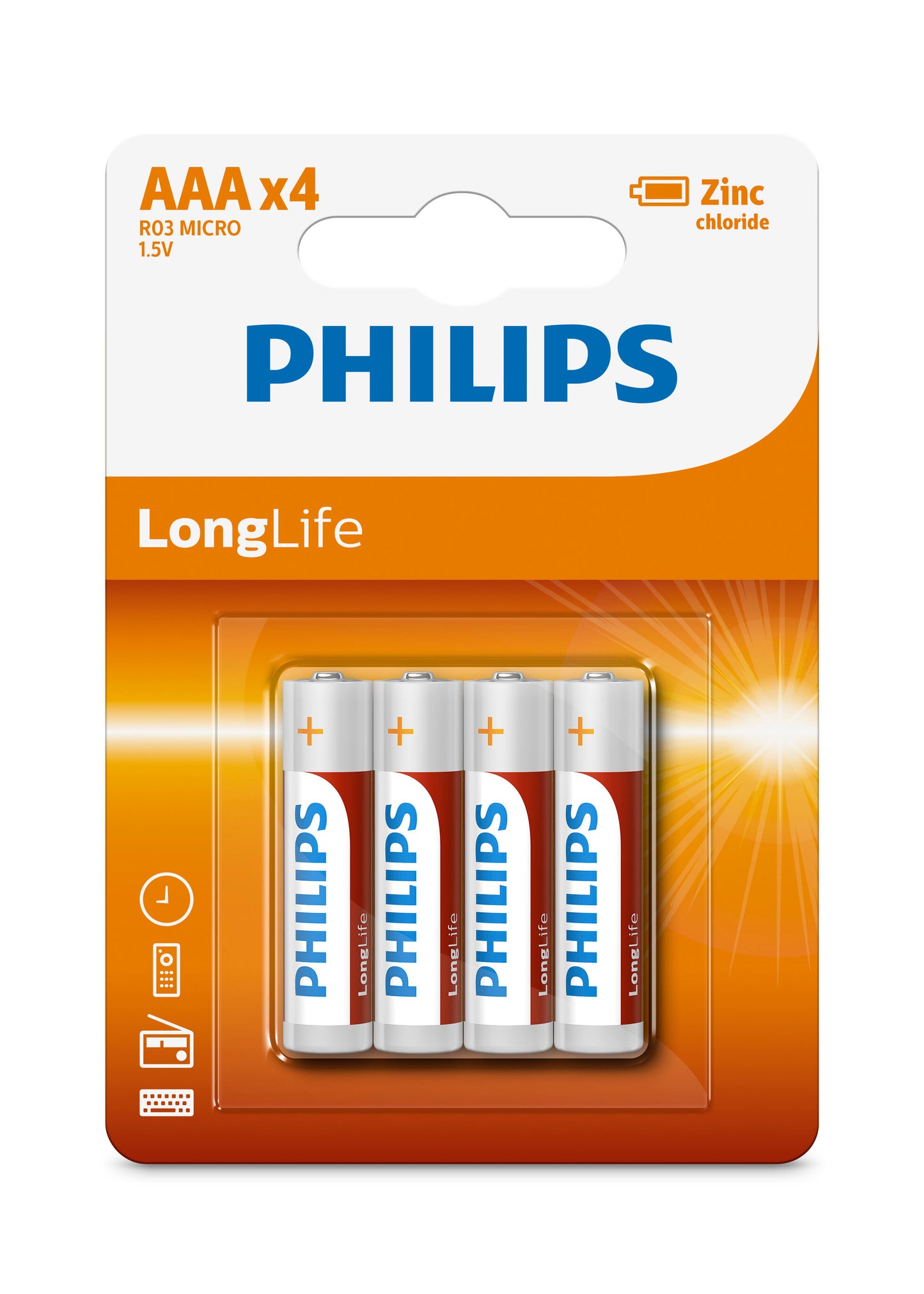 PHILIPS Longlife  AAA4-blister – 1.5V "Buy 12 blisters, get 10% off"
