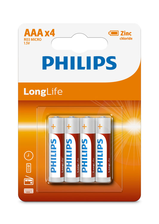 PHILIPS Longlife  AAA4-blister – 1.5V "Buy 12 blisters, get 10% off"
