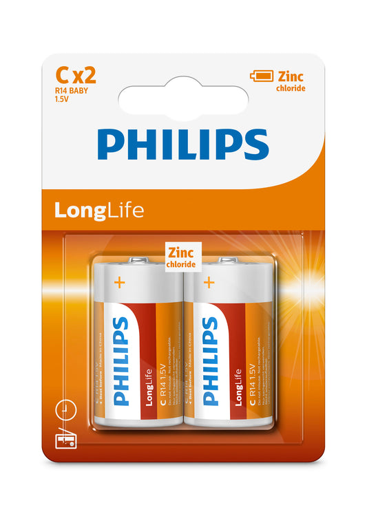 PHILIPS Longlife  C 2-blister – 1.5V Batteries