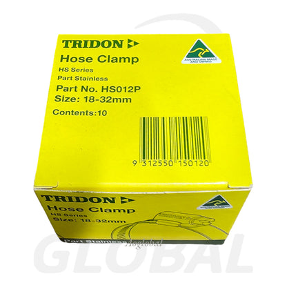 Tridon Pack 10 Hose Clamp 18-32 mm Perforated Stainless Steel HS012P