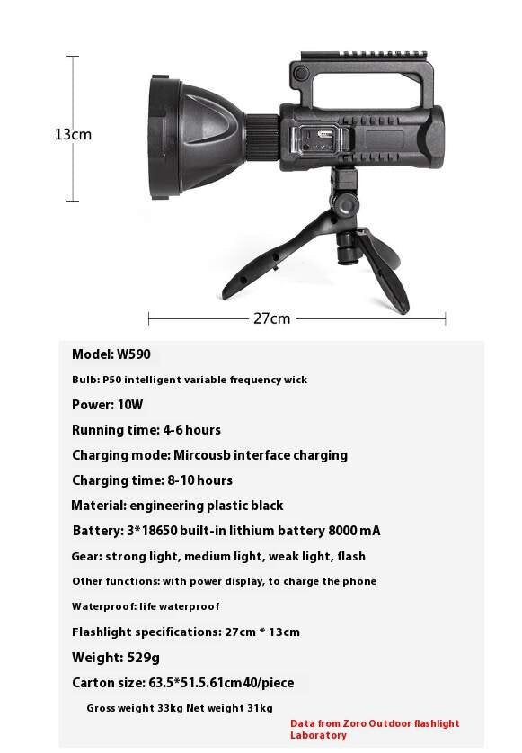 MULTIFUNCTIONAL SEARCHLIGHT FLASHLIGHT W590
